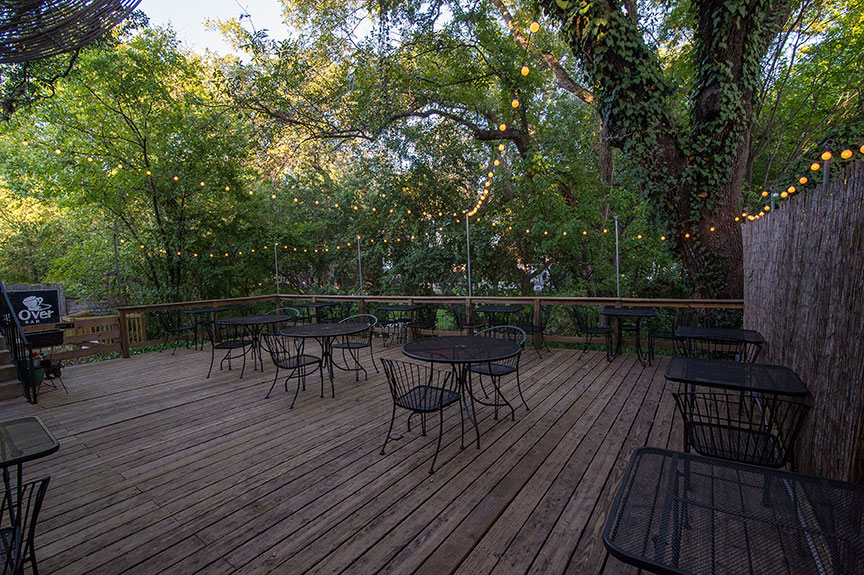 Once Over patio overlooking Shoal Creek